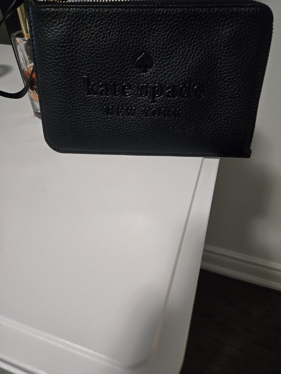 kate spade Handbags - kate spade Black Embossed Leather Zip Wallet